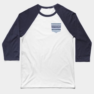 Pocket - Degrade Stripes Watercolor Navy Baseball T-Shirt